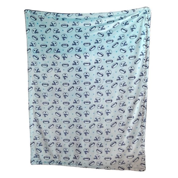 Zak & Zoey Football Sport Blue Sherpa Baby Blanket 39" X 30" - Picture 2 of 4